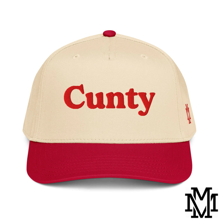 Cunty Embroidered Baseball Snapback Hat - Red Natural