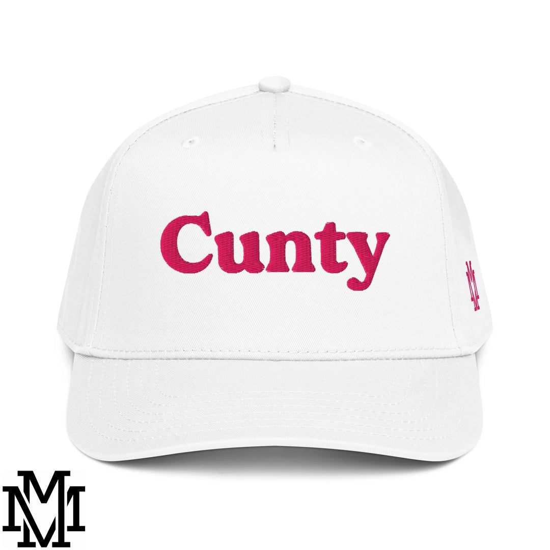 Cunty Embroidered Baseball Snapback Hat - White