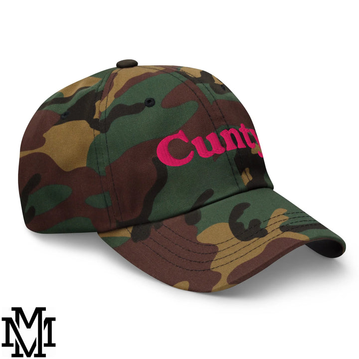 Cunty Embroidered Unstructured Dad Hat - Green Camo