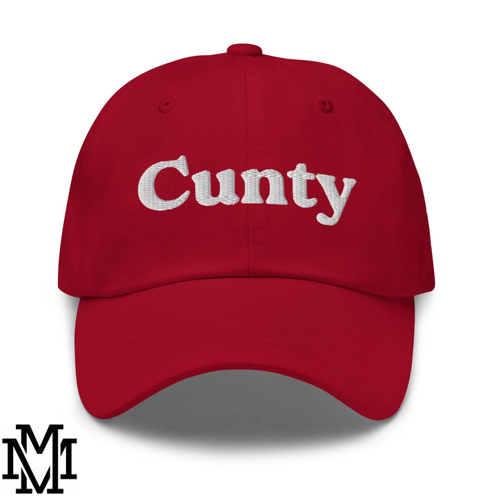 Cunty Embroidered Unstructured Dad Hat - Cranberry