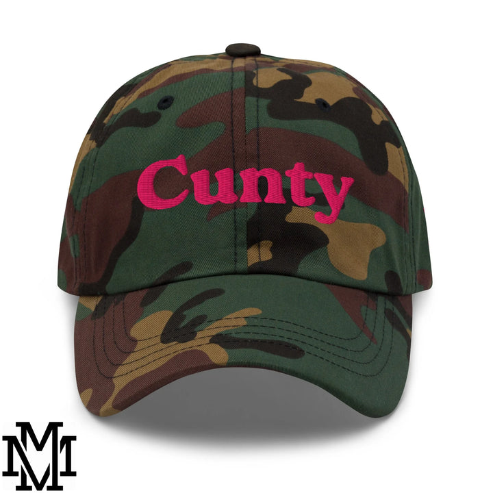 Cunty Embroidered Unstructured Dad Hat - Green Camo