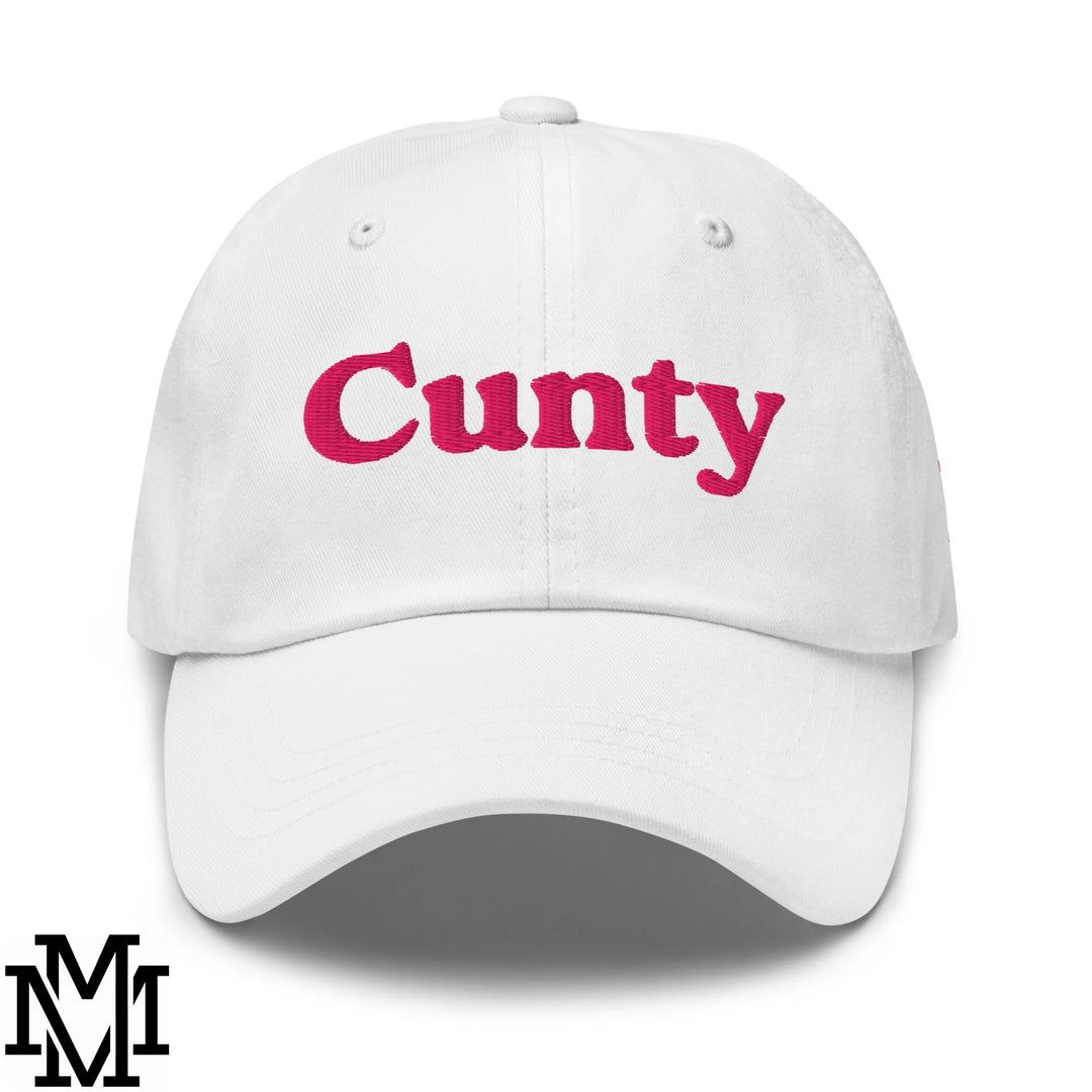 Cunty Embroidered Unstructured Dad Hat - White