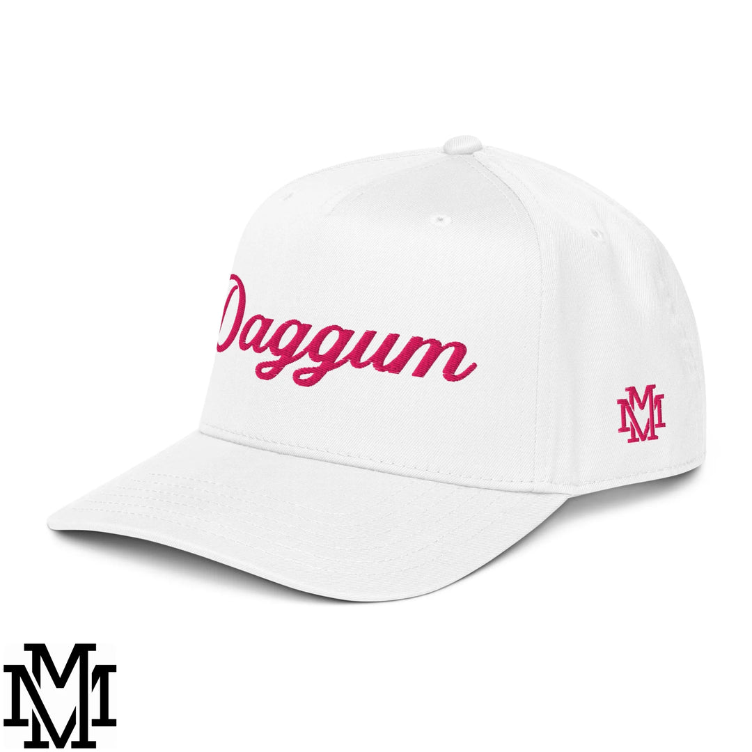Daggum Embroidered Baseball Snapback Hat - White