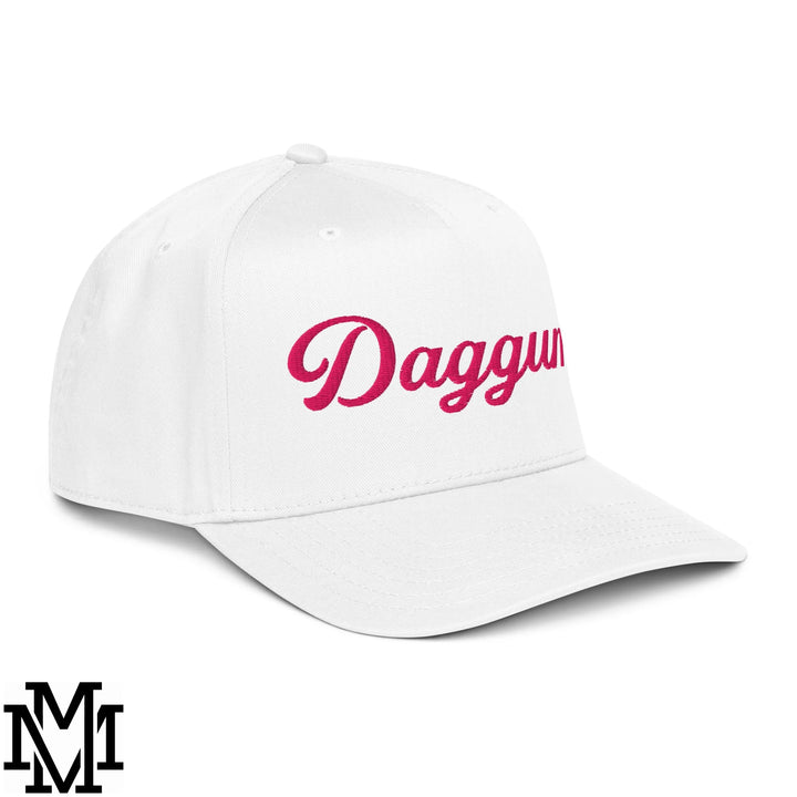 Daggum Embroidered Baseball Snapback Hat - White