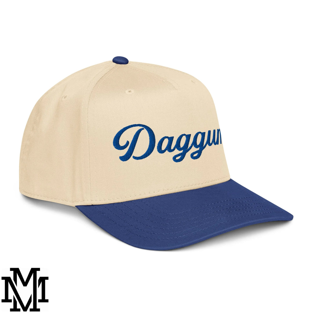Daggum Embroidered Baseball Snapback Hat - Royal Natural
