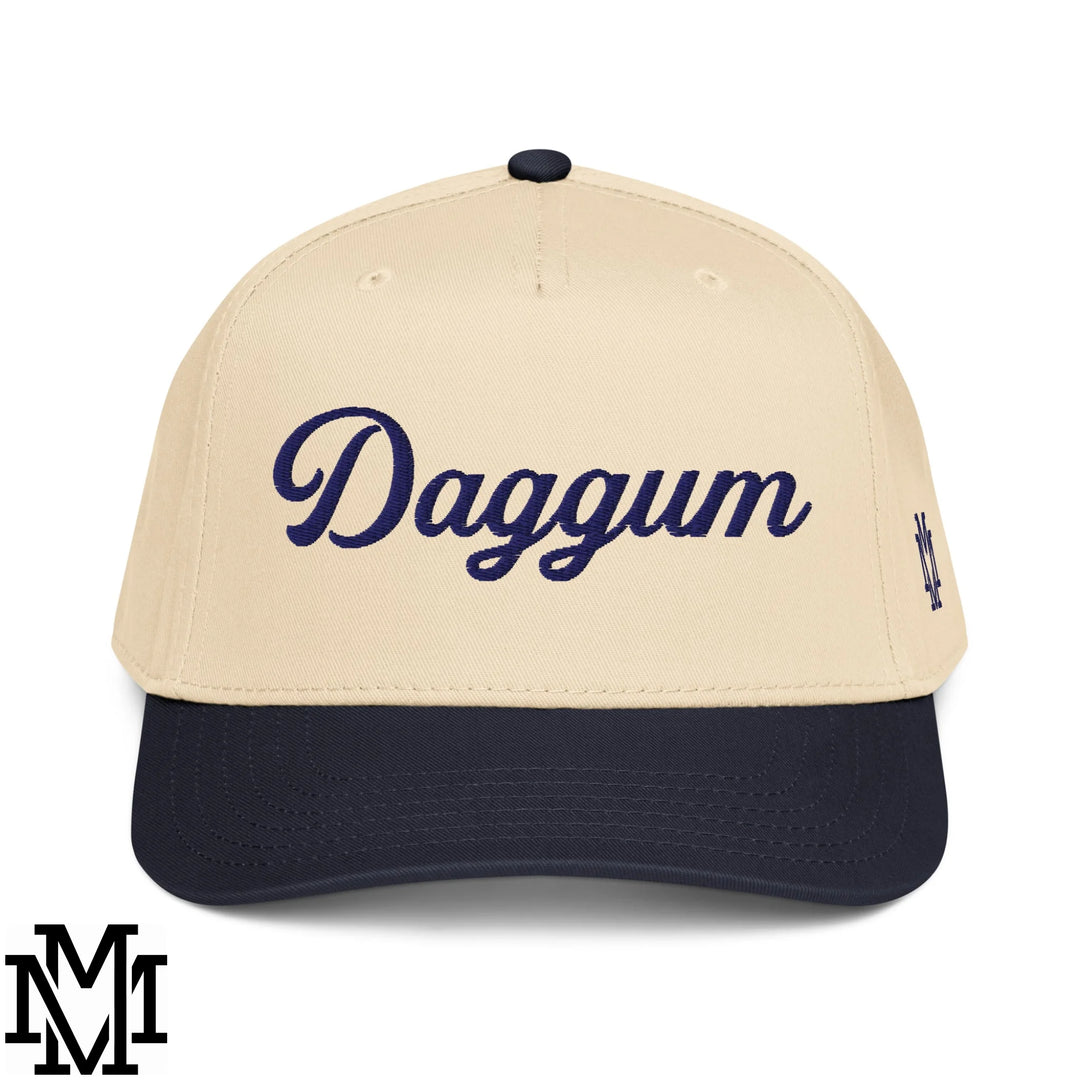 Daggum Embroidered Baseball Snapback Hat - Navy Natural