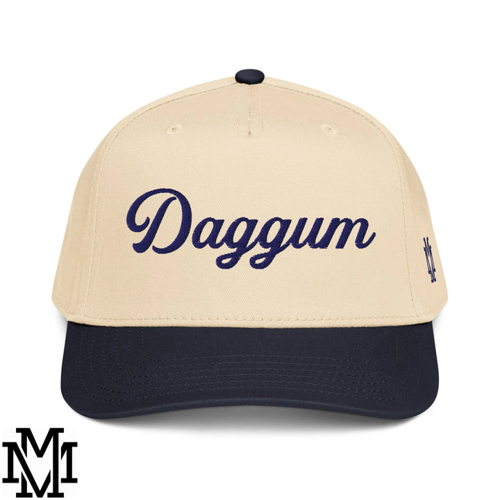 Daggum Embroidered Baseball Snapback Hat - Navy Natural
