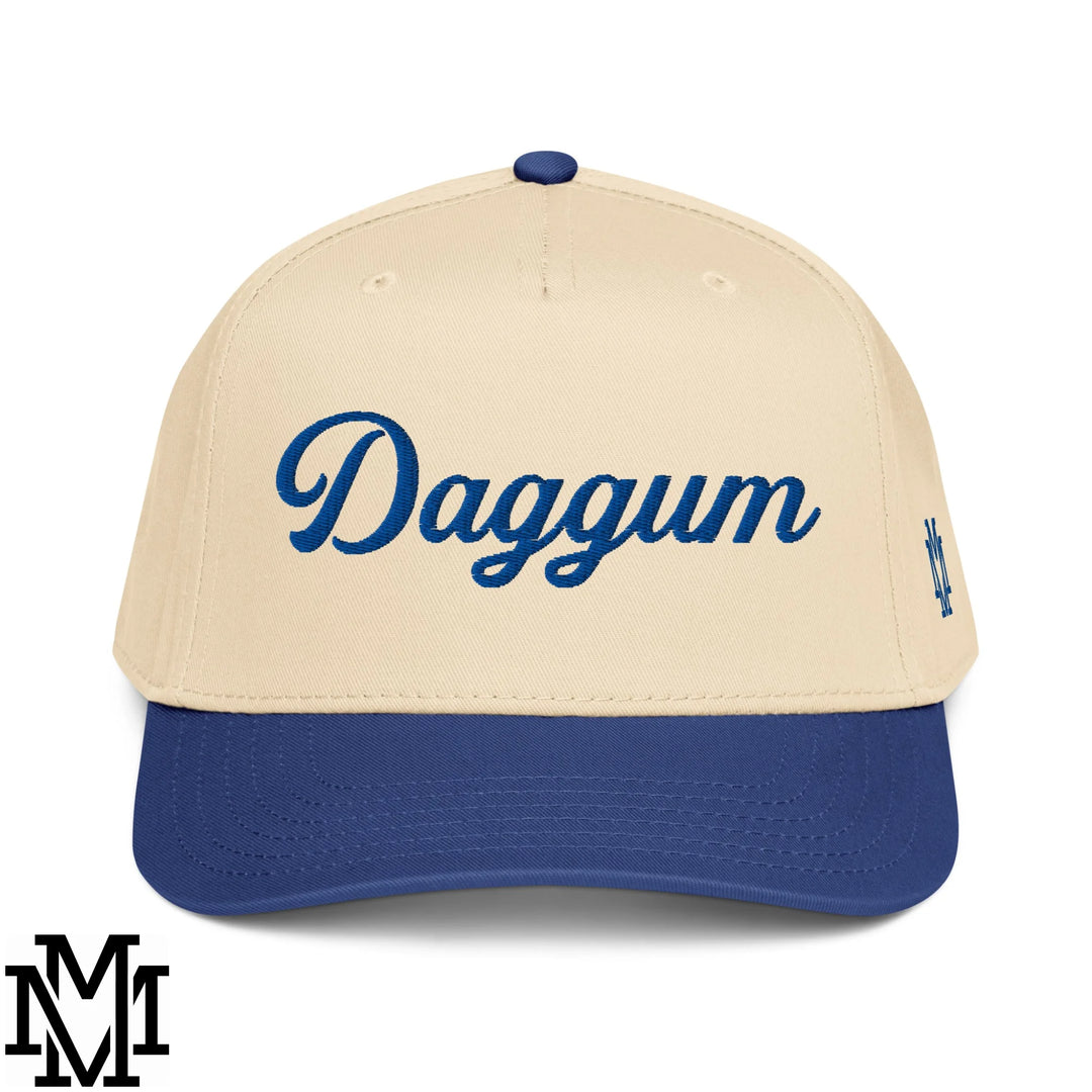Daggum Embroidered Baseball Snapback Hat - Royal Natural