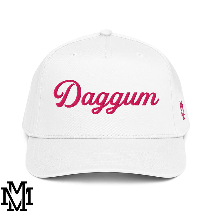 Daggum Embroidered Baseball Snapback Hat - White