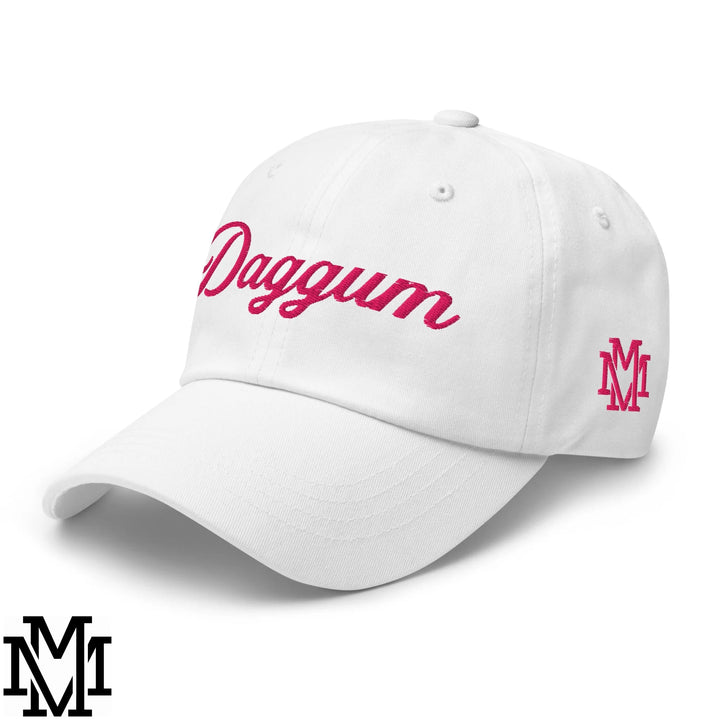 Daggum Embroidered Unstructured Dad Hat - White