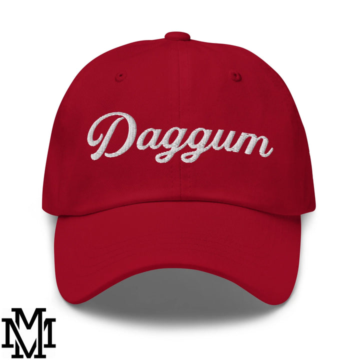 Daggum Embroidered Unstructured Dad Hat - Cranberry
