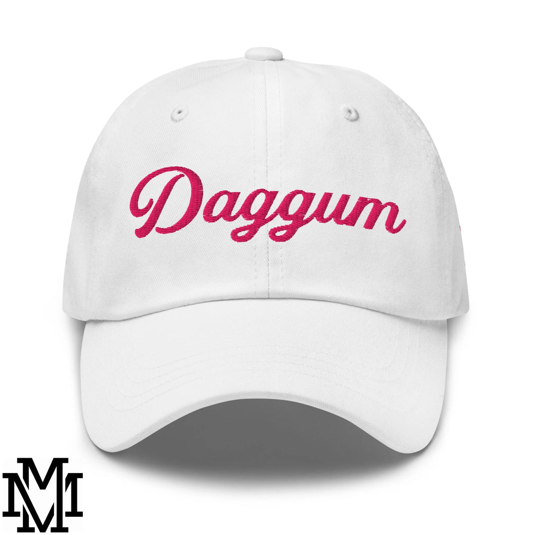 Daggum Embroidered Unstructured Dad Hat - White