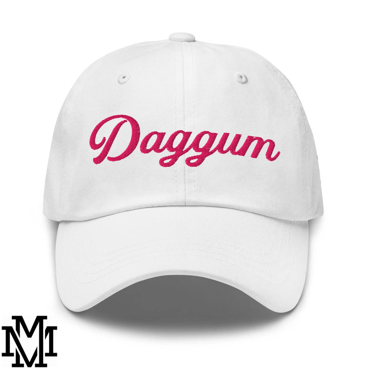 Daggum Embroidered Unstructured Dad Hat - White