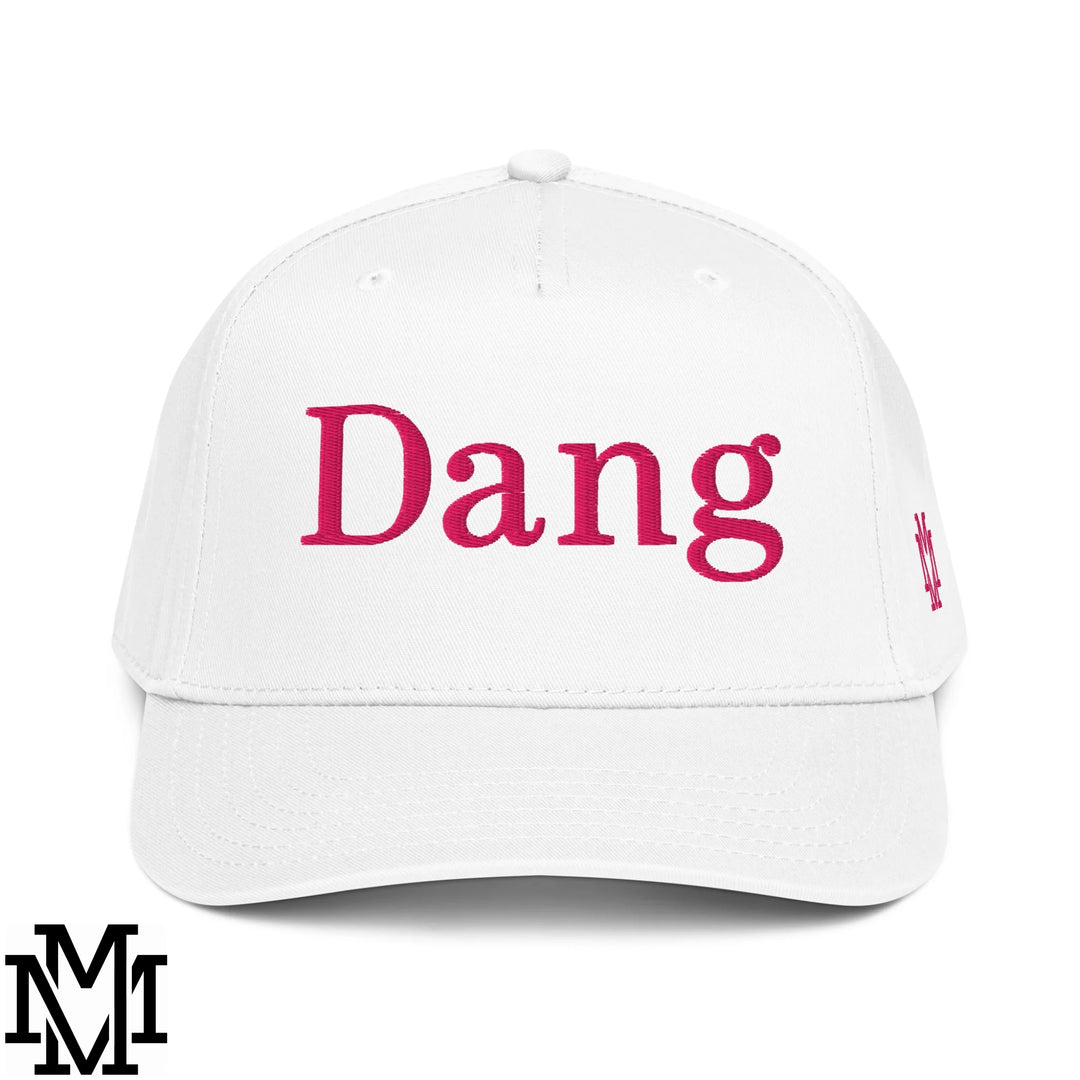 Dang Embroidered Baseball Snapback Hat - White
