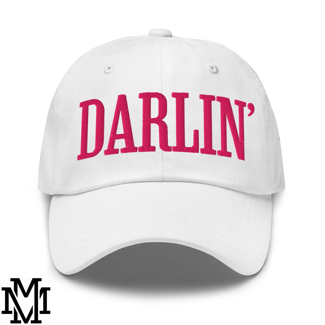Darlin' Embroidered Unstructured Dad Hat - White