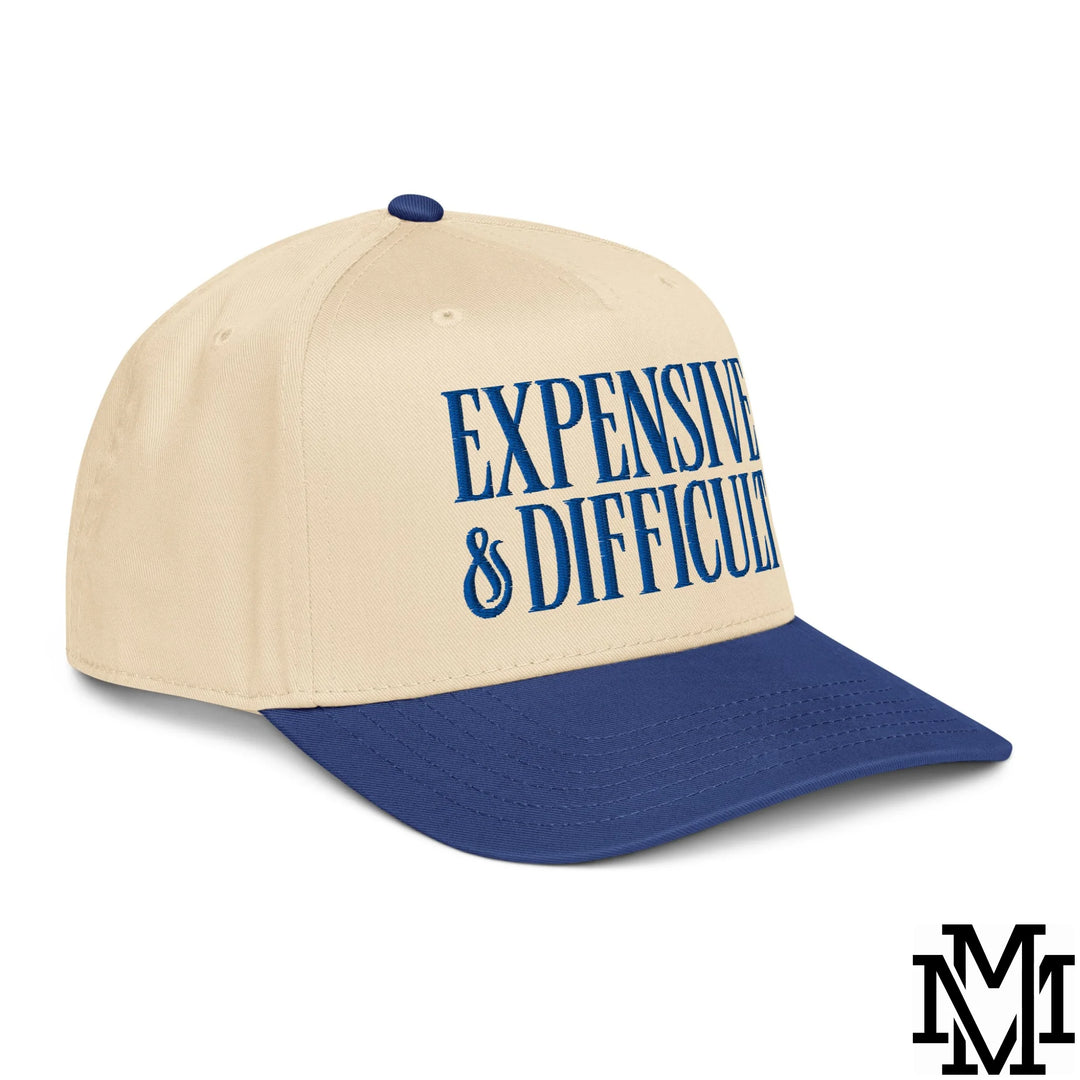 Difficult and Expensive Embroidered Baseball Snapback Hat - Royal Natural