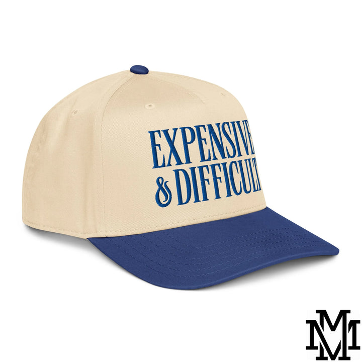 Difficult and Expensive Embroidered Baseball Snapback Hat - Royal Natural