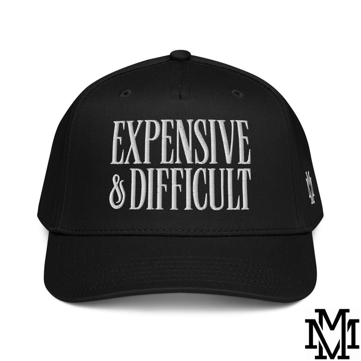 Difficult and Expensive Embroidered Baseball Snapback Hat - Black