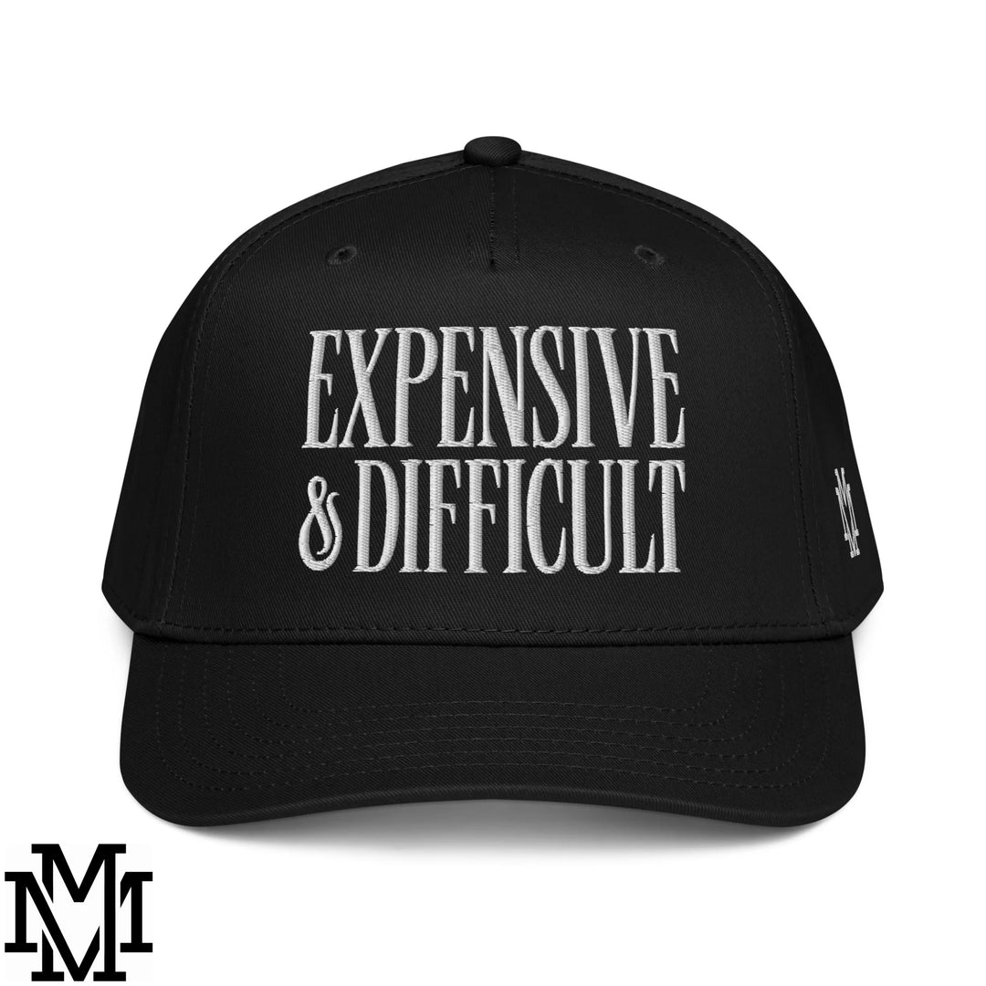 Difficult and Expensive Embroidered Baseball Snapback Hat - Black