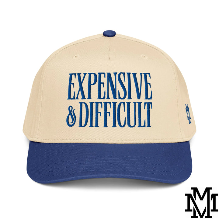 Difficult and Expensive Embroidered Baseball Snapback Hat - Royal Natural