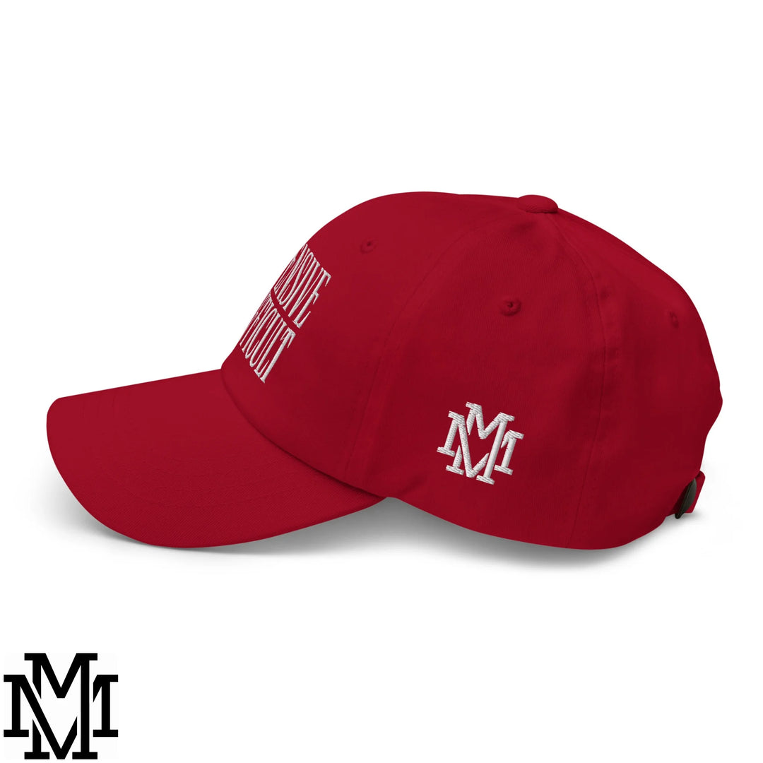Difficult and Expensive Embroidered Unstructured Dad Hat - Cranberry