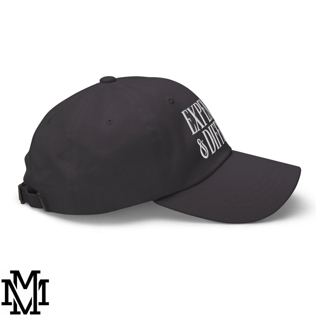 Difficult and Expensive Embroidered Unstructured Dad Hat - Dark Grey