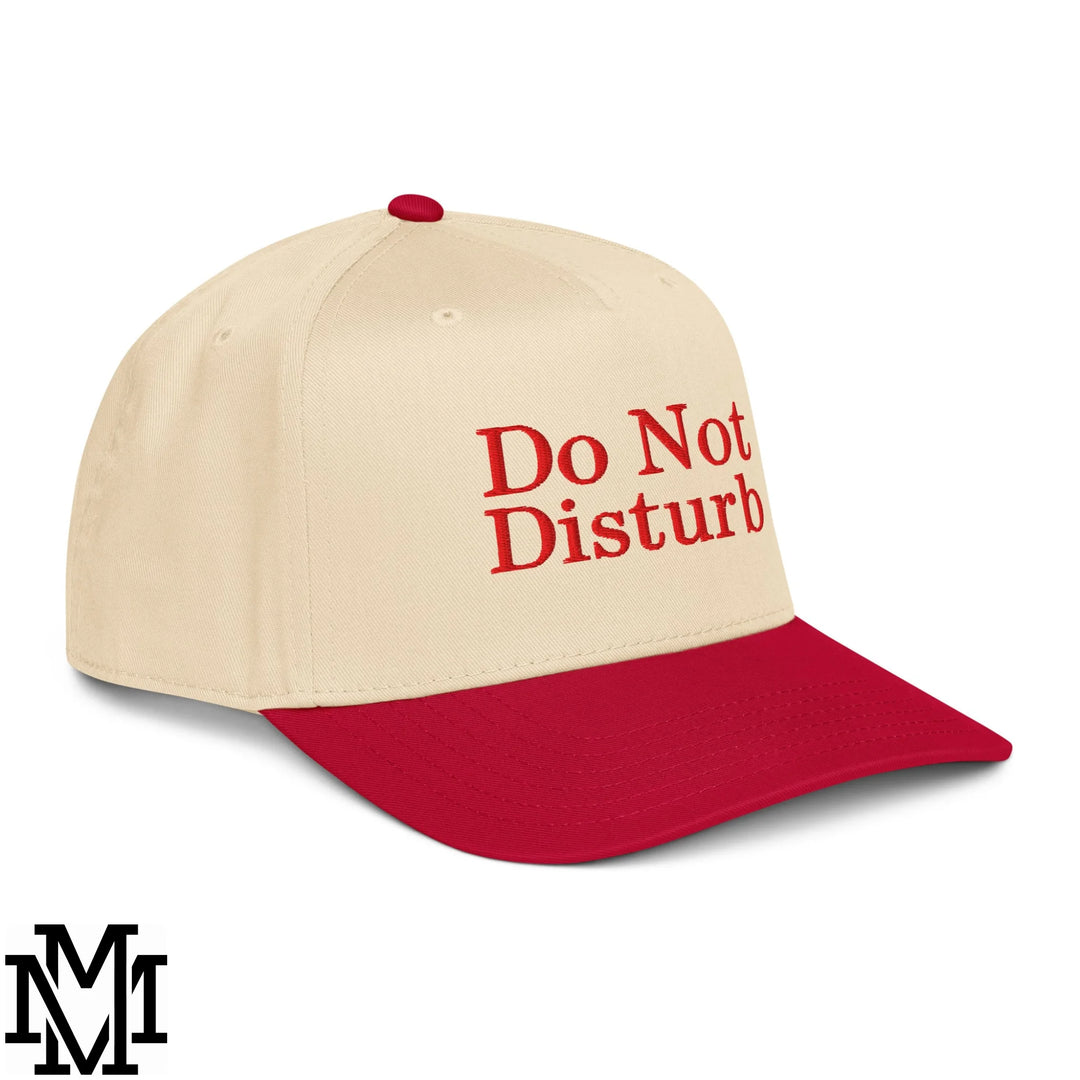 Do Not Disturb Embroidered Baseball Snapback Hat - Red Natural