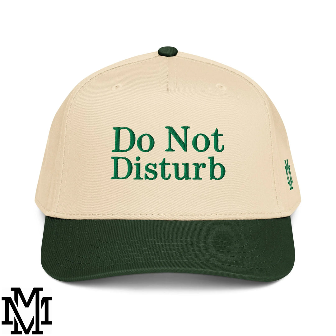 Do Not Disturb Embroidered Baseball Snapback Hat - Dark Green Natural