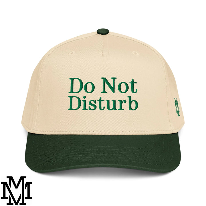 Do Not Disturb Embroidered Baseball Snapback Hat - Dark Green Natural