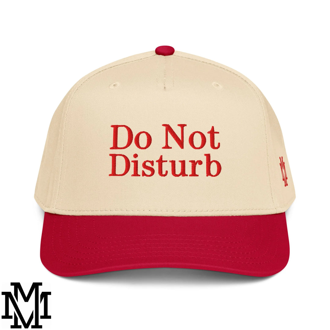 Do Not Disturb Embroidered Baseball Snapback Hat - Red Natural