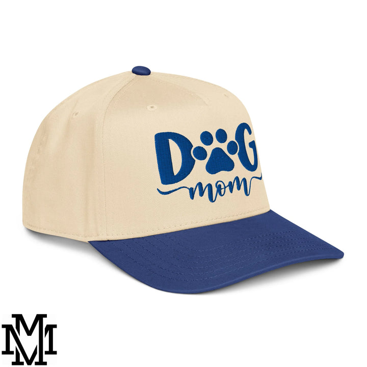 Dog Mom Embroidered Baseball Snapback Hat - Royal Natural