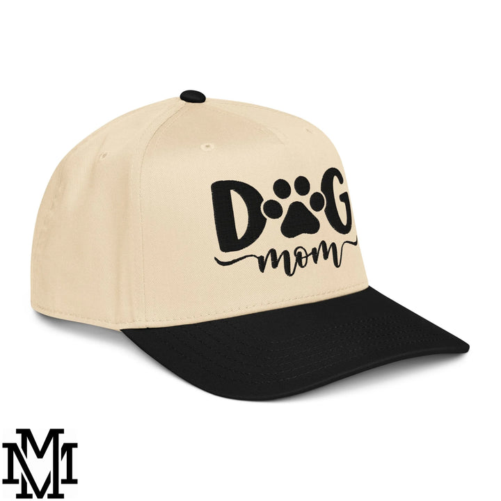 Dog Mom Embroidered Baseball Snapback Hat - Black Natural