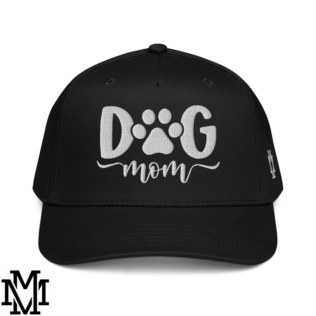 Dog Mom Embroidered Baseball Snapback Hat - Black