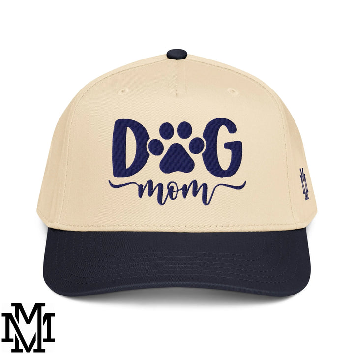 Dog Mom Embroidered Baseball Snapback Hat - Navy Natural