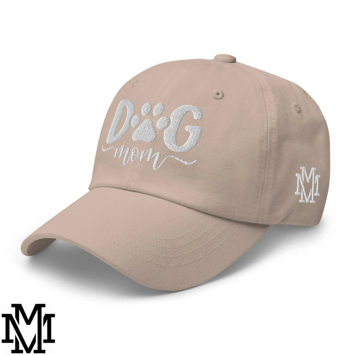 Dog Mom Embroidered Unstructured Dad Hat - Stone