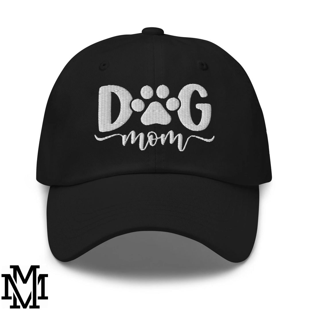 Dog Mom Embroidered Unstructured Dad Hat - Black