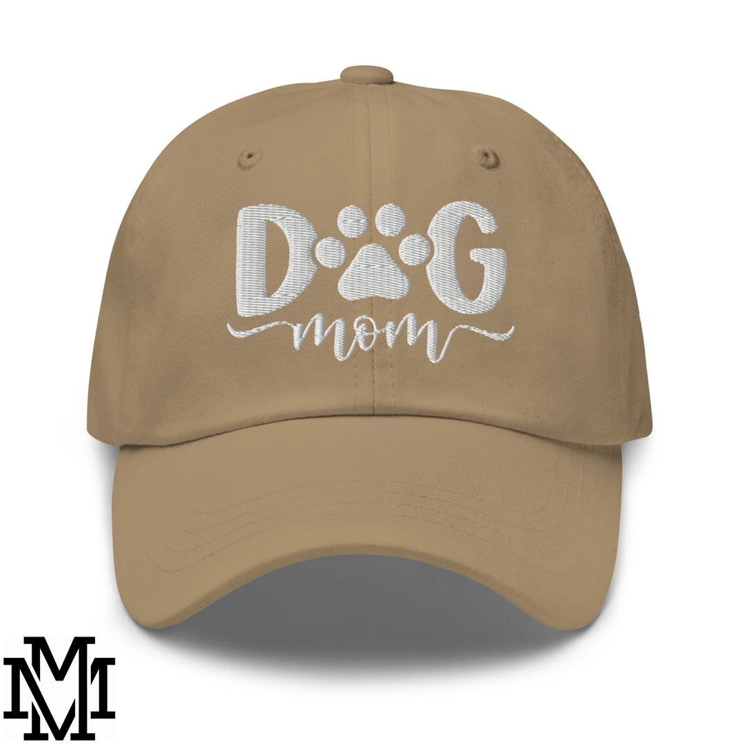 Dog Mom Embroidered Unstructured Dad Hat - Khaki