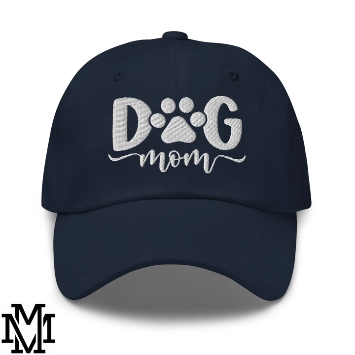 Dog Mom Embroidered Unstructured Dad Hat - Navy