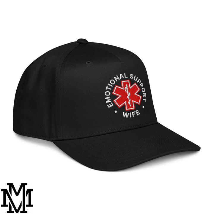 Emotional Support Wife Embroidered Baseball Snapback Hat - Black