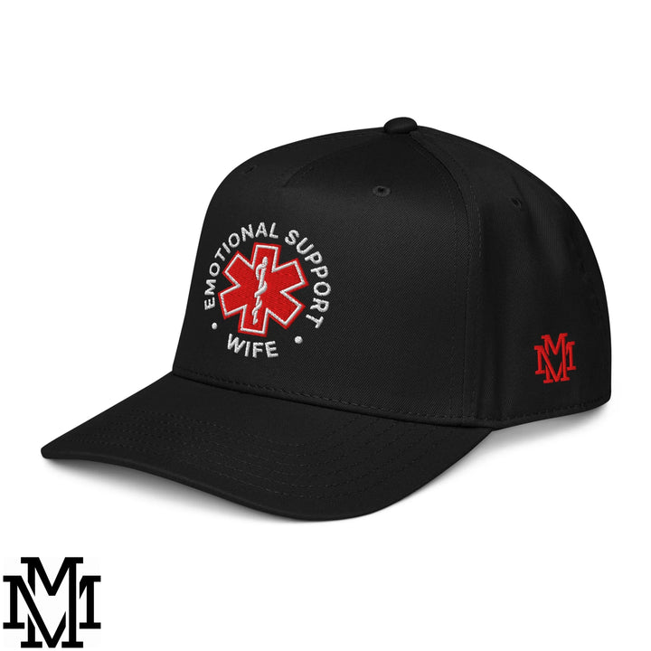 Emotional Support Wife Embroidered Baseball Snapback Hat - Black