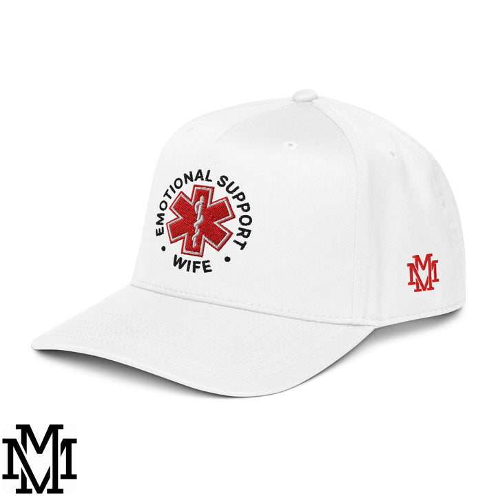 Emotional Support Wife Embroidered Baseball Snapback Hat - White