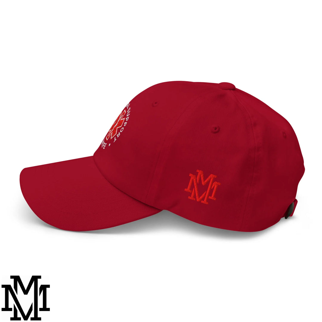 Emotional Support Wife Embroidered Unstructured Dad Hat - Cranberry