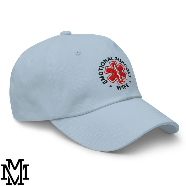 Emotional Support Wife Embroidered Unstructured Dad Hat - Light Blue
