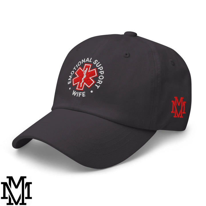Emotional Support Wife Embroidered Unstructured Dad Hat - Dark Grey