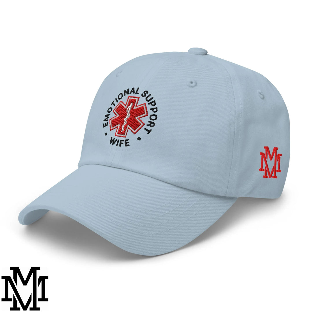 Emotional Support Wife Embroidered Unstructured Dad Hat - Light Blue
