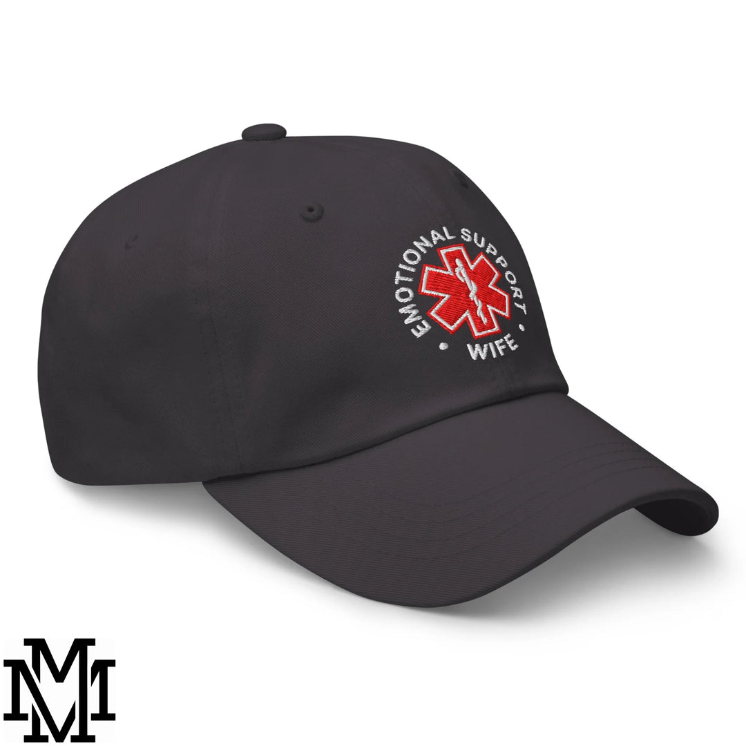 Emotional Support Wife Embroidered Unstructured Dad Hat - Dark Grey