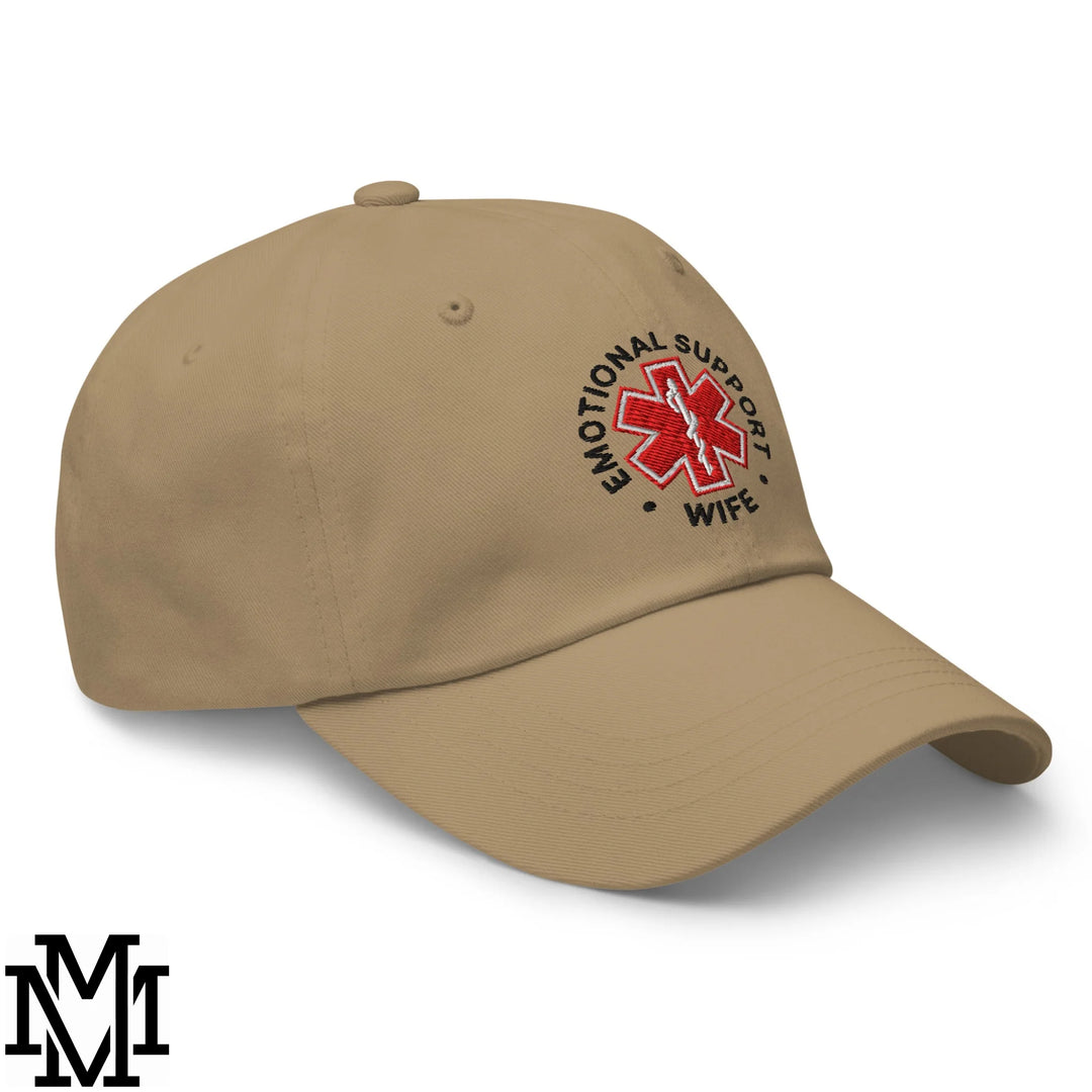 Emotional Support Wife Embroidered Unstructured Dad Hat - Khaki