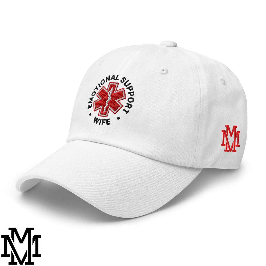Emotional Support Wife Embroidered Unstructured Dad Hat - Light Blue