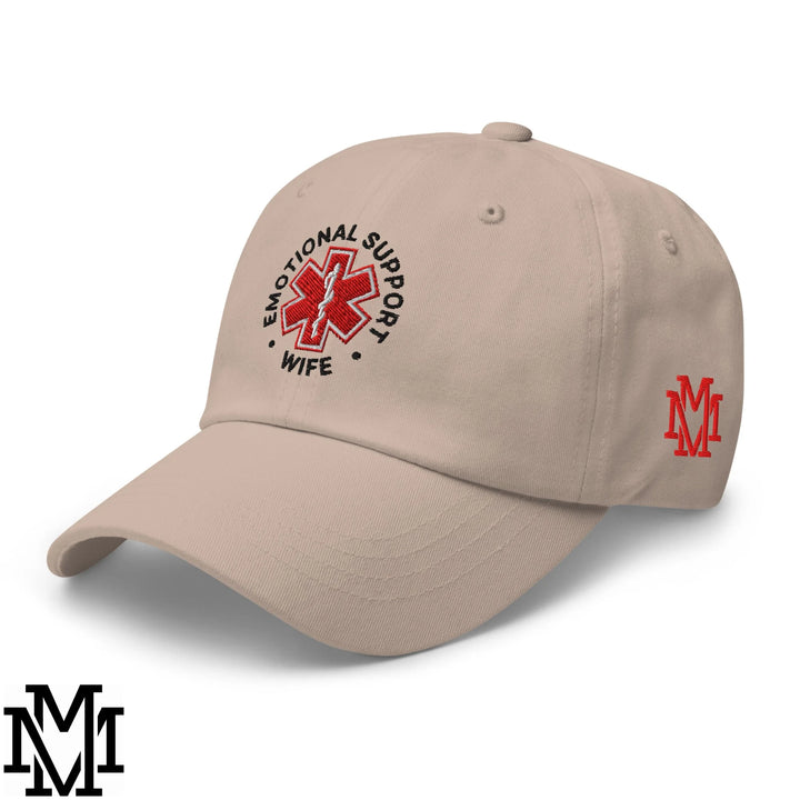 Emotional Support Wife Embroidered Unstructured Dad Hat - Stone