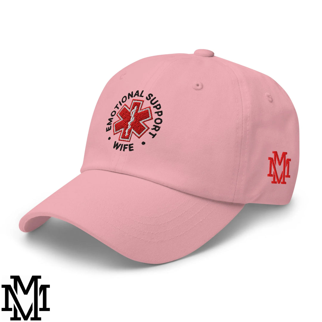 Emotional Support Wife Embroidered Unstructured Dad Hat - Pink